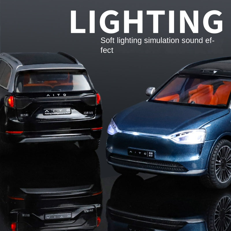 ZGTX 1:24 Die-Cast Alloy Model - Compatible with AITO M9 - Flagship Smart SUV with Opening Doors, Sound & Light, Pull-Back Action, Shock Absorption, Steering, Horn & Foldable Mirrors