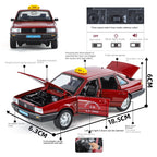 XHD 1:24 Scale Die-Cast Alloy Model Toy Compatible with Santana - Police / Driving School / Taxi Designs, Opening Doors, Sound & Light, Pull-Back Function, Shock Absorption & Steering - Multi-Role Vehicle Collection