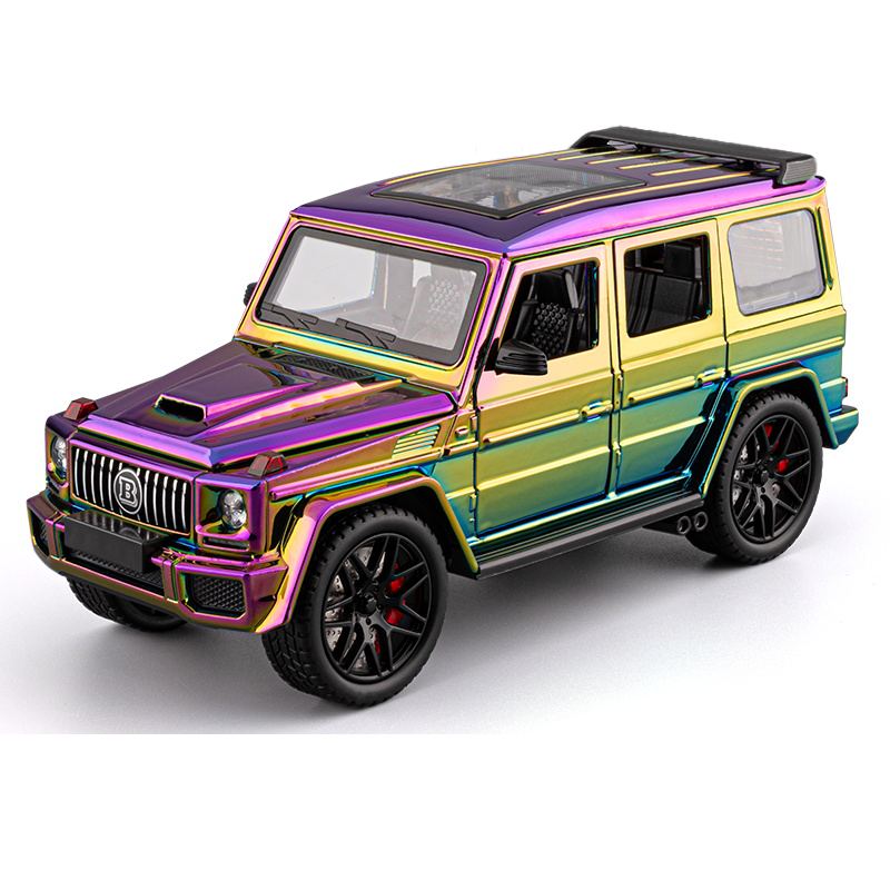 Chezhi 1:24 Chrome Edition Die-Cast Alloy Model - Compatible with Mercedes Brabus G63 - Feature-Packed with Opening Doors, Realistic Sound & Light, Pull-Back Action, Shock Absorption, Steering & Foldable Mirrors