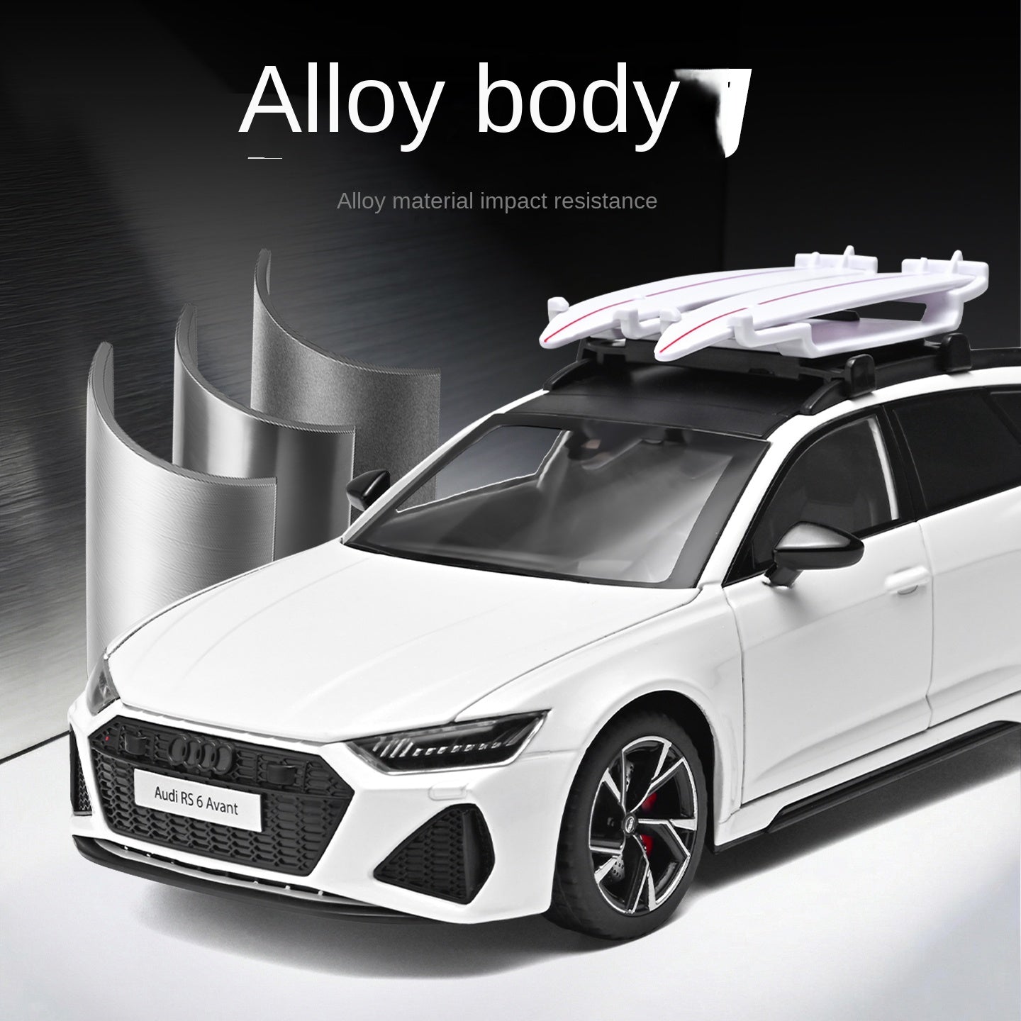 Black Mamba 1:24 Scale Licensed Audi RS6 Avant Die-Cast Alloy Model Car with Opening Doors & Hatches, Pull-Back, Shock Absorption, Steering Linkage, Sound & Light Effects – Collectible Hobby Grade Toy