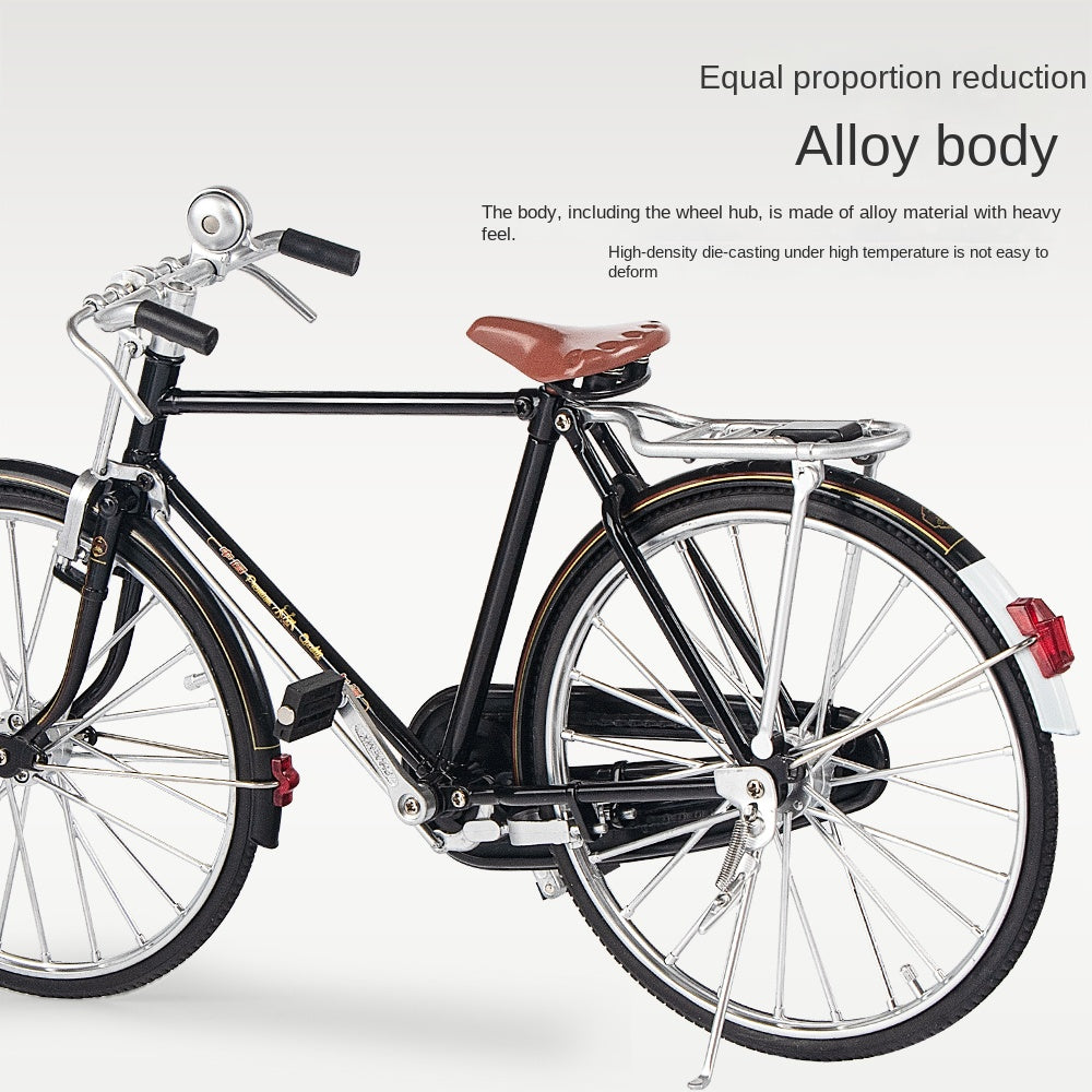 OK 1:6 Scale Die-Cast Alloy Retro Bicycle Model Toy - Rotating Pedals Drive Rear Wheel, Functional Front Wheel Steering - Vintage Cycling Collection