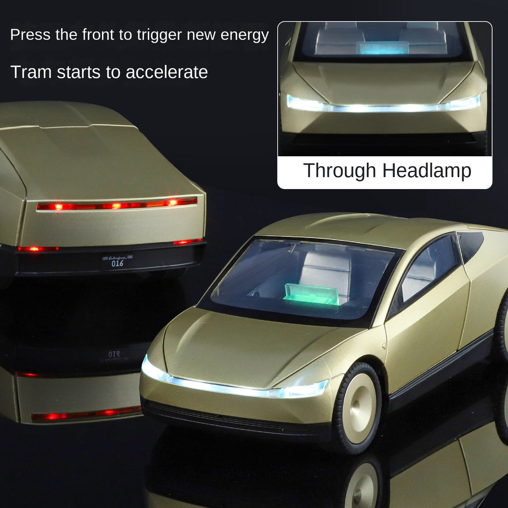 XHD 1:24 Scale Tesla Robotaxi Die-Cast Alloy Model Toy - Opening Doors, Sound & Light, Pull-Back Function, Shock Absorption & Steering - Autonomous Vehicle Collection