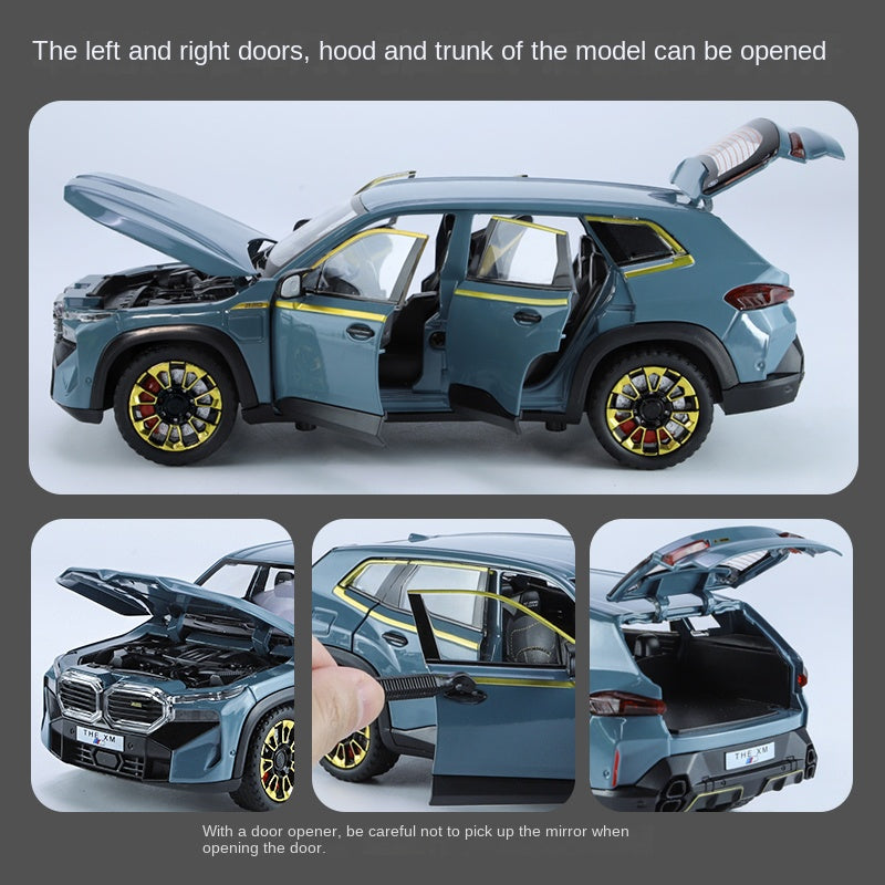 Jinglifang 1:24 Scale Die-Cast Alloy Model Toy Compatible with BMW XM - Opening Doors, Sound & Light, Pull-Back Function, Shock Absorption & Steering - Luxury Performance SUV Collection