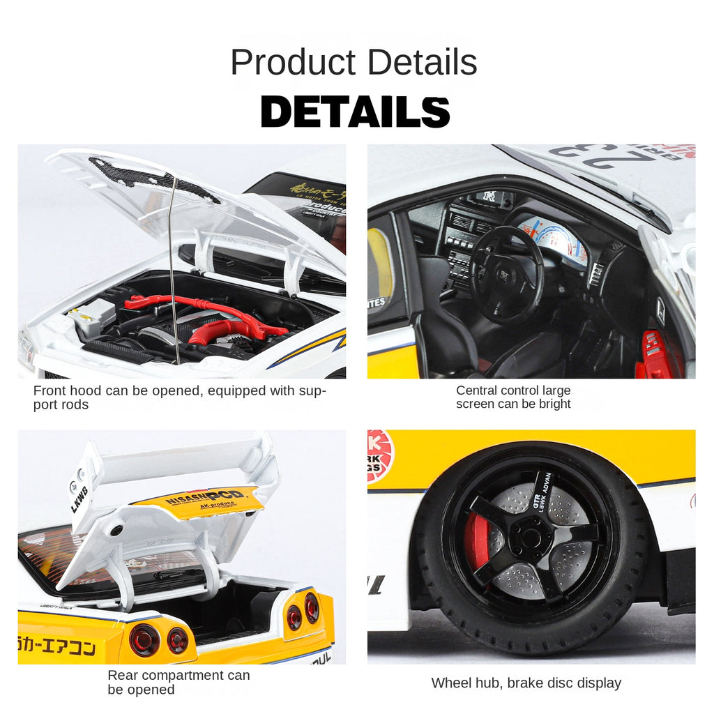Jin Lifang 1:18 Track Edition Die-Cast Alloy Model - Compatible with Nissan GT-R - Feature-Packed with Detachable Wheels, Opening Doors, Realistic Sound & Light, and Shock Absorption