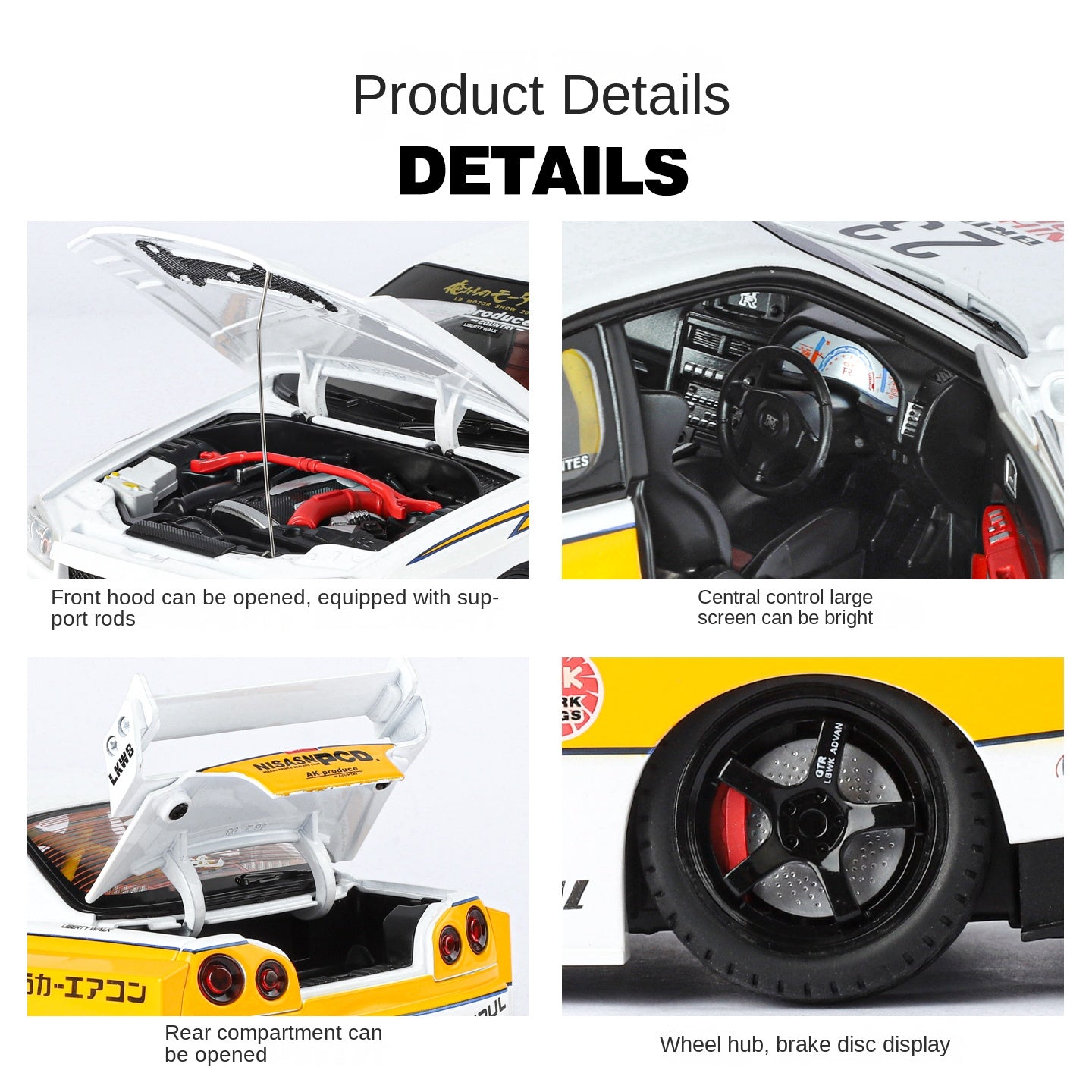 Jin Lifang 1:18 Track Edition Die-Cast Alloy Model - Compatible with Nissan GT-R - Feature-Packed with Detachable Wheels, Opening Doors, Realistic Sound & Light, and Shock Absorption