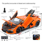 Black Mamba 1:24 Scale Licensed Lamborghini Revuelto Die-Cast Alloy Model Toy - Opening Doors, Sound & Light, Pull-Back Function, Shock Absorption, Steering, Horn & Adjustable Rear Wing - Hybrid Hypercar Collection