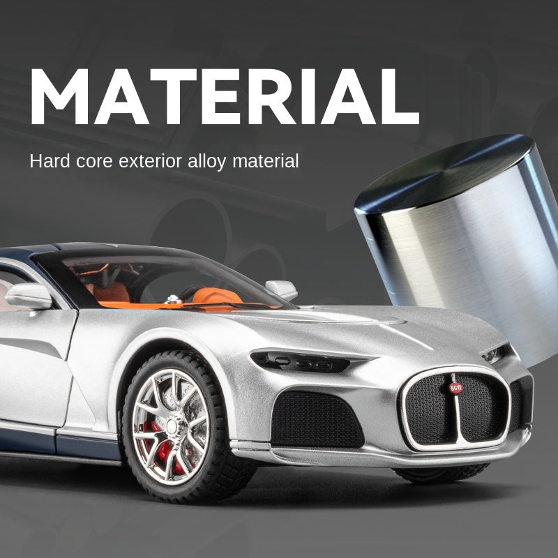 Chezhi 1:24 Die-Cast Alloy Model - Compatible with Bugatti Atlantic - with Mini Luggage Set, Opening Doors, Sound & Light, Pull-Back Action, Shock Absorption, Steering & Horn