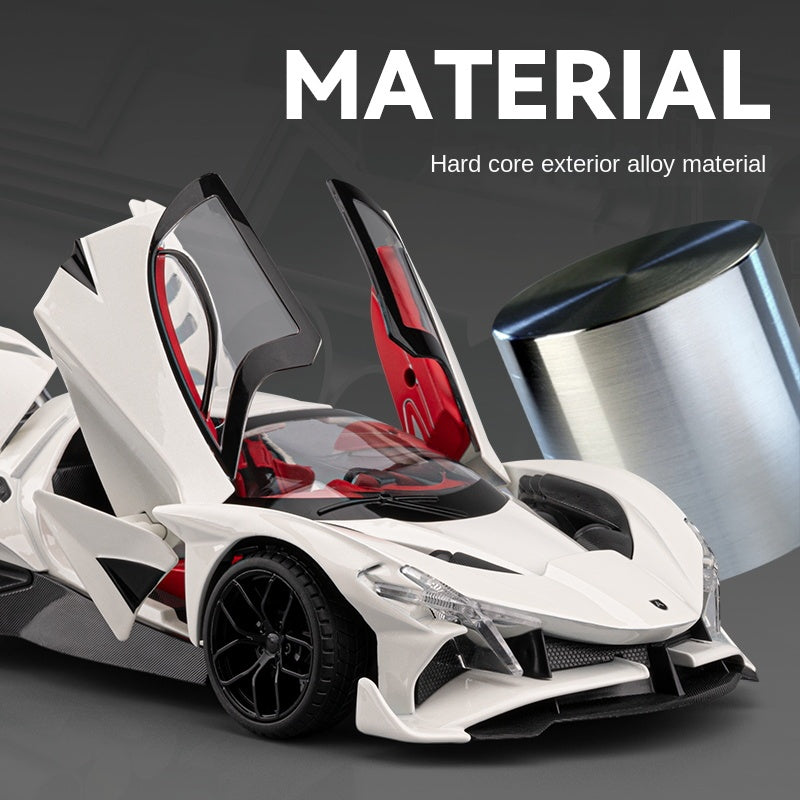 Chezhi 1:18 Die-Cast Alloy Model - Compatible with Apollo Evo Hypercar - Feature-Packed with Opening Doors, Realistic Sound & Light, Pull-Back Action, Shock Absorption & Interactive Steering Wheel with Functional Linkage and Horn Sound