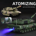 XHD 1:35 Die-Cast Alloy Model - Compatible with Leopard 2 Main Battle Tank - Feature-Packed with Smoke/Spray Effect, Sound & Light, Pull-Back Action & Removable Tracks