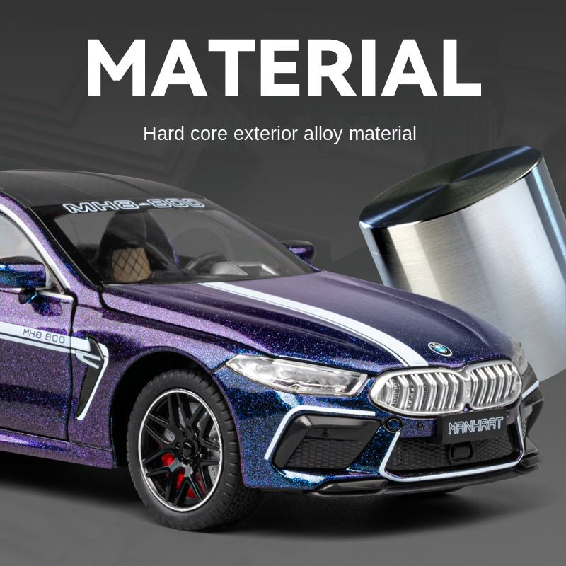 Chezhi 1:24 Scale Die-Cast Alloy Model Toy Compatible with BMW M8 - Opening Doors, Sound & Light, Pull-Back Function, Shock Absorption, Steering, Horn, Removable Fuel Cap & Foldable Mirrors - Luxury Sports Car Collection
