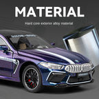 Chezhi 1:24 Scale Die-Cast Alloy Model Toy Compatible with BMW M8 - Opening Doors, Sound & Light, Pull-Back Function, Shock Absorption, Steering, Horn, Removable Fuel Cap & Foldable Mirrors - Luxury Sports Car Collection