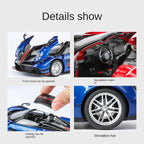 Juguete modelo de aleación fundida a presión a escala 1:30 compatible con Pagani Huayra BC: techo desmontable, puertas que se abren, sonido e iluminación, función de retroceso y amortiguación - Colección Hypercar