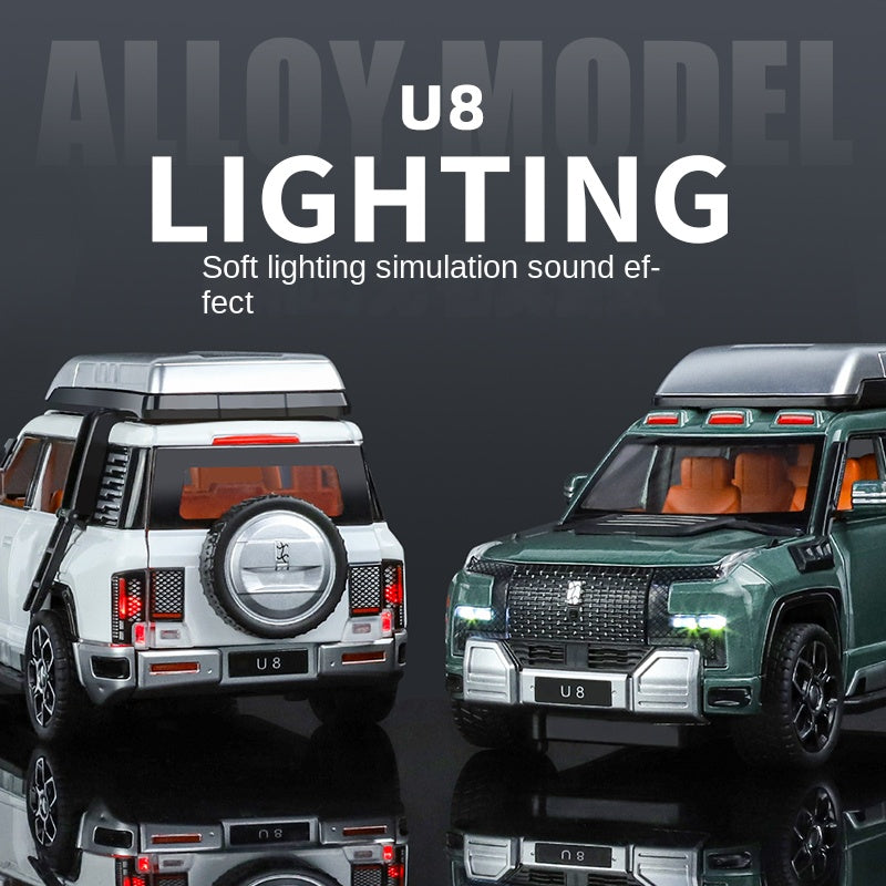 XHD 1:24 Die-Cast Alloy Model - Compatible with BYD Yangwang U8 - Luxury Off-Road SUV with Opening Doors, Sound & Light, Pull-Back Action, Shock Absorption & Steering
