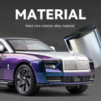 Chezhi 1:24 Scale Die-Cast Alloy Model Toy Compatible with Rolls-Royce Spectre - Starlight Headliner, Foldable Spirit of Ecstasy, Removable Fuel Cap, Foldable Mirrors, Opening Doors, Sound & Light, Pull-Back Function, Shock Absorption, Steering & Horn