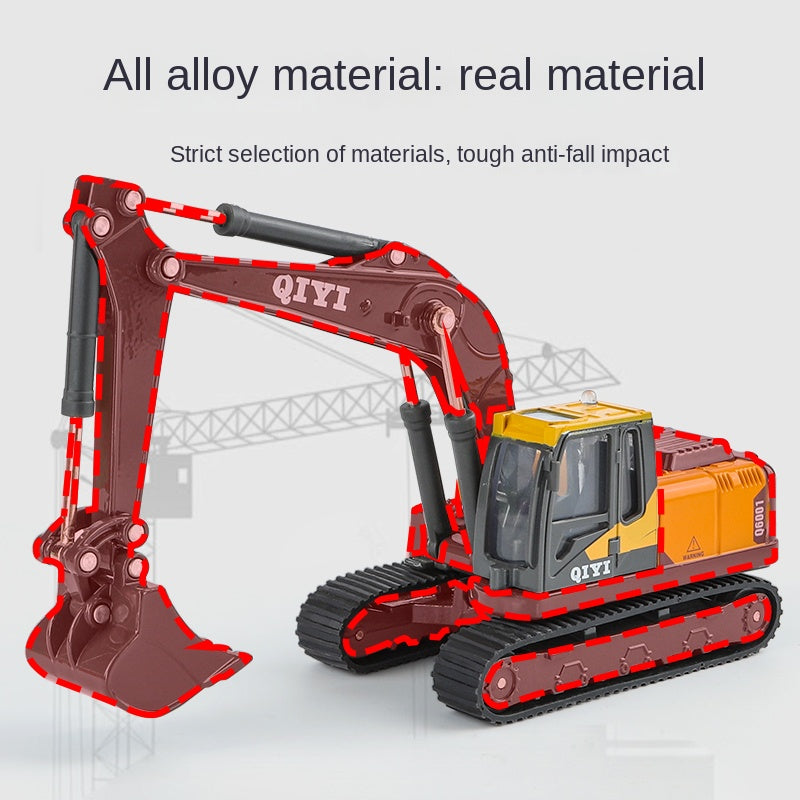 Qiyi 1:60 Scale Die-Cast Alloy Engineering Vehicle Model  - Excavator / Breaker / Log Grapple with Sound & Light - Construction Machinery Collection