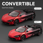 Chezhi 1:24 Scale Chrome Edition Die-Cast Alloy Model Toy Compatible with McLaren 720S - Retractable Roof Panel, Opening Doors, Sound & Light, Pull-Back Function, Shock Absorption, Steering & Horn - Supercar Collection