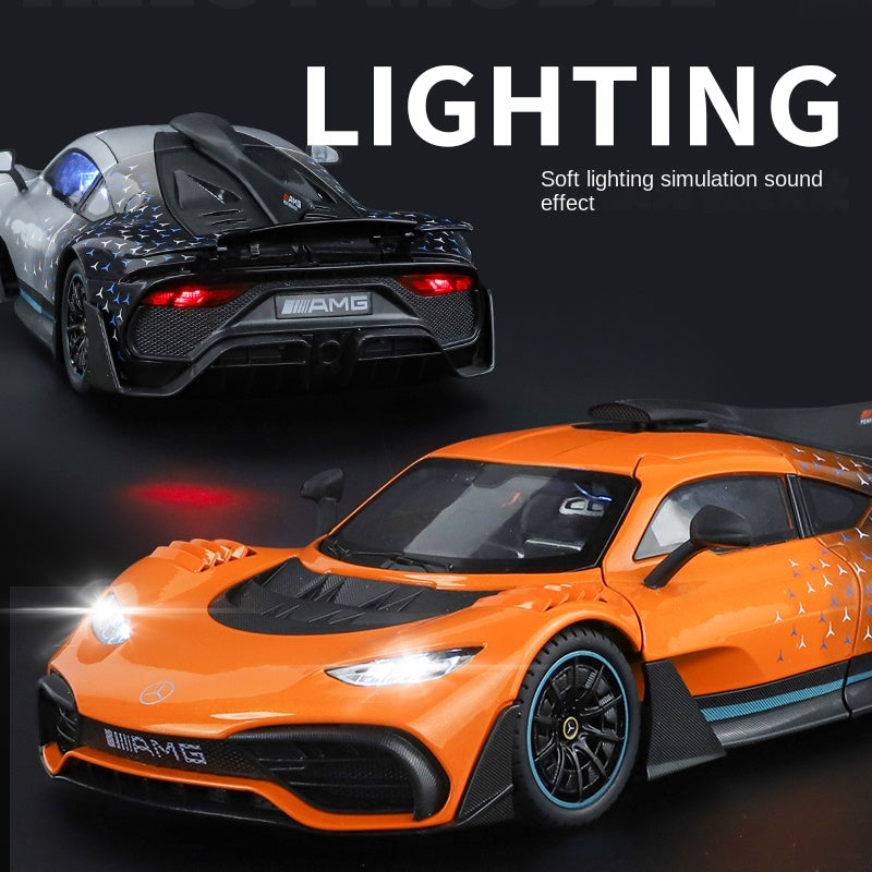 Jin Lifang 1:18 Die-Cast Alloy Model - Compatible with Mercedes-AMG ONE - F1 Hybrid Hypercar with Opening Doors, Sound & Light, Shock Absorption, Interactive Steering Wheel & Adjustable Rear Wing