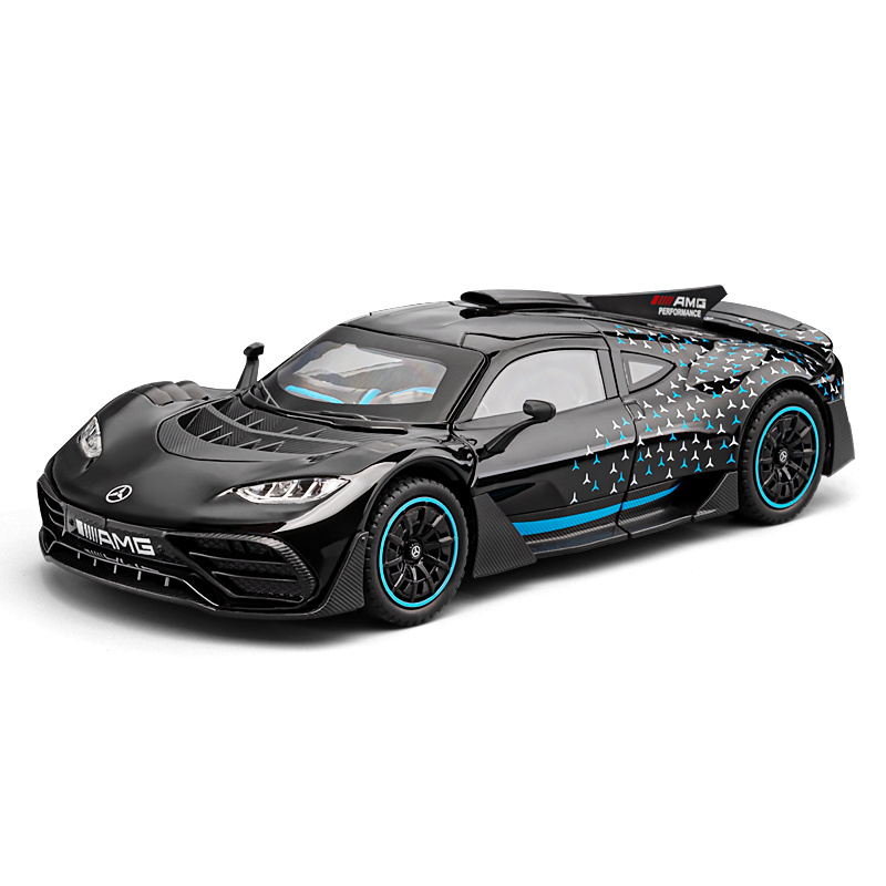 Chezhi 1:24 Die-Cast Alloy Model - Compatible with Mercedes-AMG ONE - F1 Hybrid Hypercar with Opening Doors, Sound & Light, Pull-Back Action, Shock Absorption, Steering & Adjustable Rear Wing