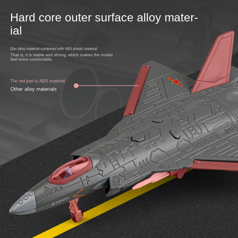 Chezhi 1:68 Scale Licensed J-31 Stealth Fighter Die-Cast Alloy Aircraft Model with Display Stand - Ejectable Missiles, Opening Hatches, Sound & Light, Pull-Back Function - Official Military Aircraft Collection