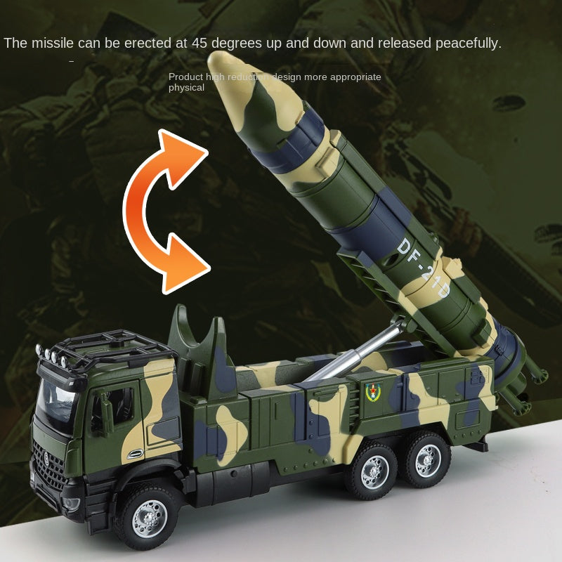 XHD 1:35 Scale Dongfeng-21D Anti-Ship Ballistic Missile Launch Vehicle Die-Cast Alloy Model Toy - Ejectable & Elevating Missile, Opening Doors, Sound & Light, Pull-Back Function - Strategic Missile Collection