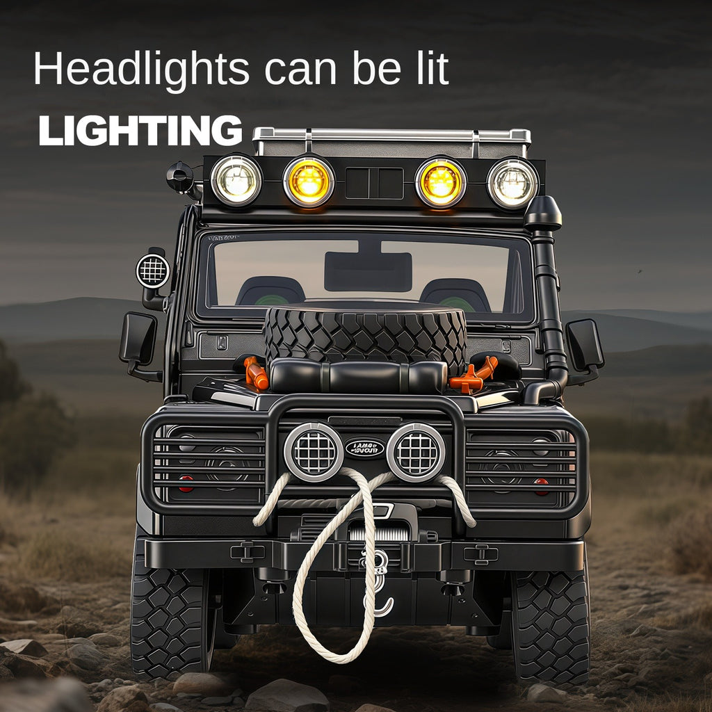 Jin Lifang 1:24 Die-Cast Alloy Model - Compatible with Land Rover Defender Off-Road Edition - Feature-Packed with Detachable Roof Accessories, Winch, Opening Doors, Realistic Sound & Light, Pull-Back Action & Shock Absorption - Collector's Edition