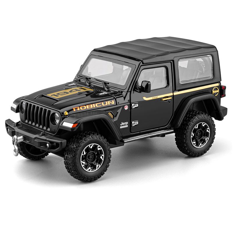 Chezhi 1:24 Die-Cast Alloy Model - Compatible with Jeep Wrangler Off-Roader - Feature-Packed with Removable Roof, Extendable Winch, Opening Doors, Realistic Sound & Light, Pull-Back Action, Shock Absorption & Steering