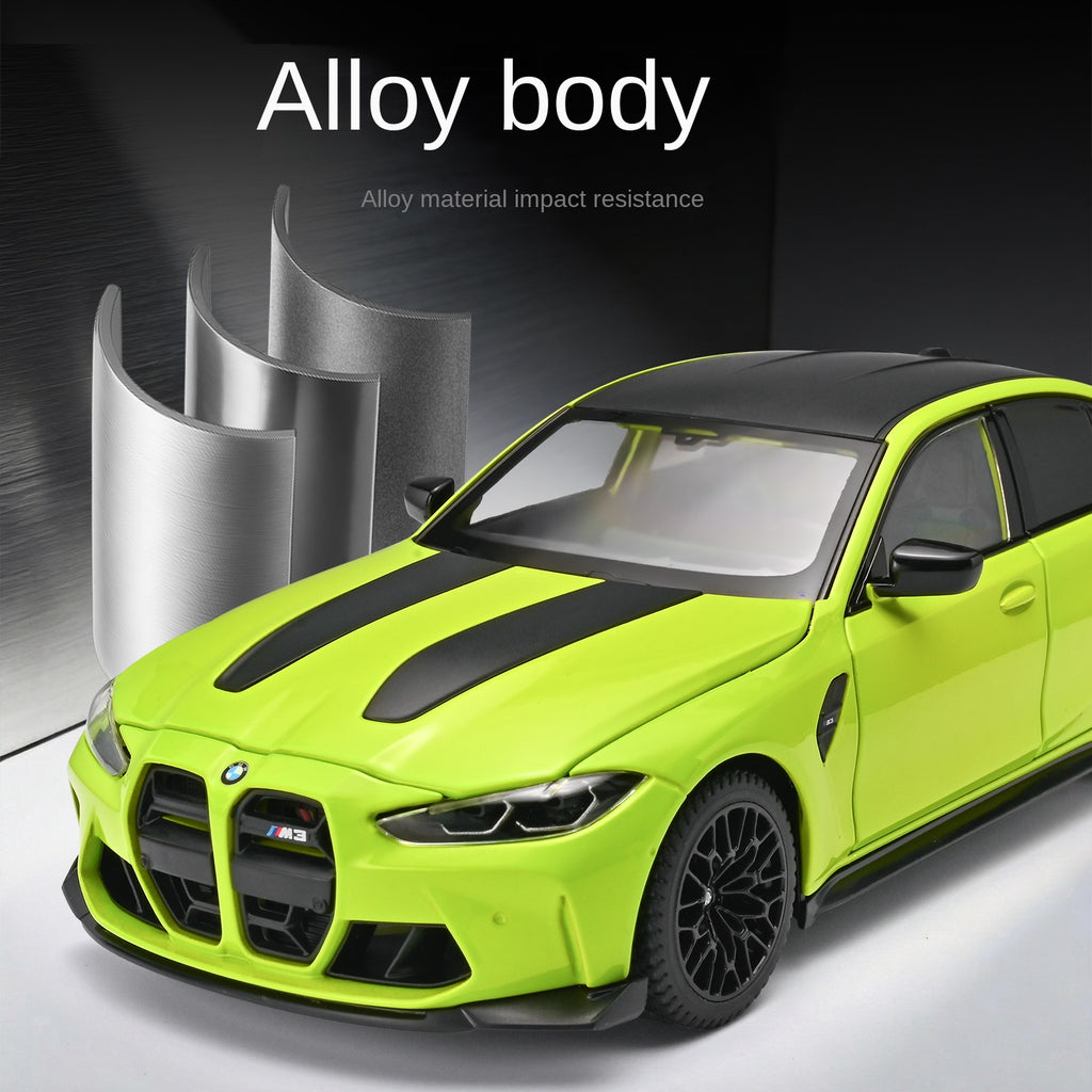 Black Mamba 1:24 Scale Licensed BMW M3 Die-Cast Alloy Model Toy - Opening Doors, Sound & Light, Pull-Back Function, Shock Absorption, Steering, Horn & Adjustable Seats - Sports Car Collection