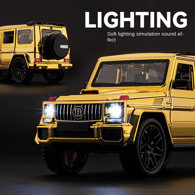 Chezhi 1:24 Chrome Edition Die-Cast Alloy Model - Compatible with Mercedes Brabus G63 - Feature-Packed with Opening Doors, Realistic Sound & Light, Pull-Back Action, Shock Absorption, Steering & Foldable Mirrors