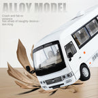 XHD 1:24 Die-Cast Alloy Model - Compatible with Toyota Coaster - Classic Minibus with Opening Doors, Sound & Light, Pull-Back Action, Shock Absorption & Steering