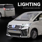 Chezhi 1:18 Scale Die-Cast Alloy Model Toy Compatible with Toyota Vellfire - Starlight Headliner, Power Sliding Doors, Manual Windows, Adjustable Seats, Opening Doors, Sound & Light, Pull-Back Function, Shock Absorption, Steering & Horn