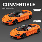 Chezhi 1:18 Die-Cast Alloy Model - Compatible with McLaren 720S Supercar - Masterpiece Edition with Retractable Roof, Adjustable Rear Wing, Opening Doors, Realistic Sound & Light, Pull-Back Action,  and Horn Sound