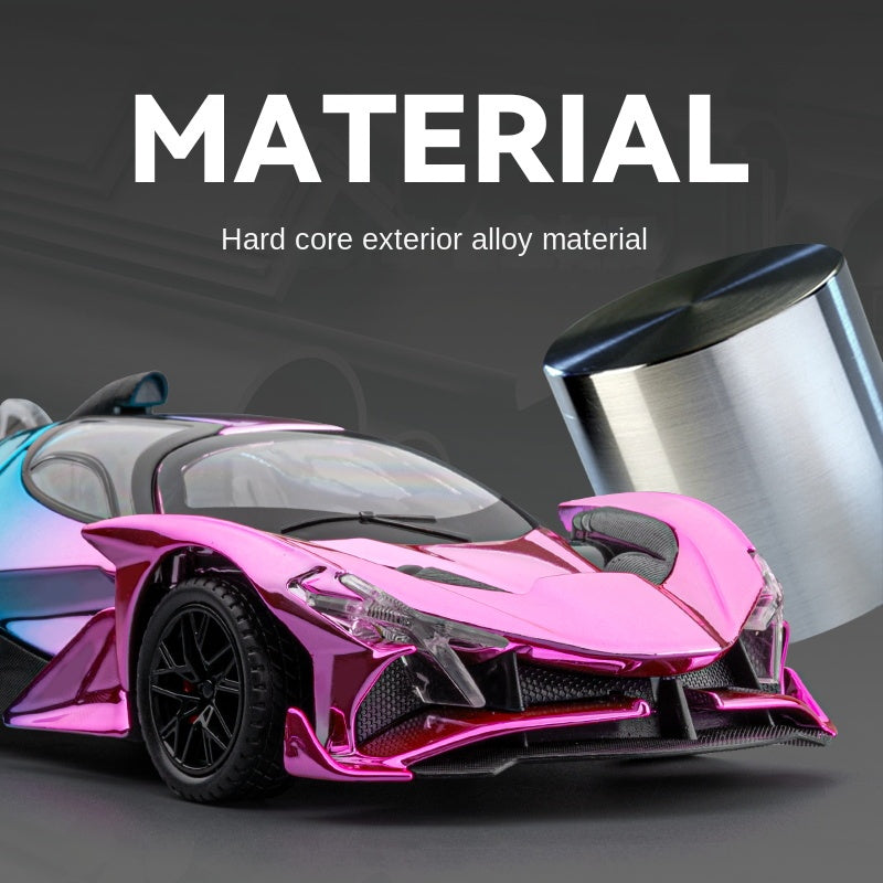 Chezhi 1:24 Chrome Edition Die-Cast Alloy Model - Compatible with Apollo Evo Hypercar - Feature-Packed with Opening Doors, Realistic Sound & Light, Pull-Back Action, Shock Absorption, Steering & Horn