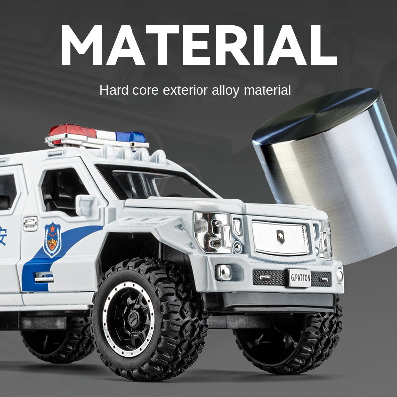 Chezhi 1:24 Scale Die-Cast Alloy Model Toy Compatible with George Patton Police Vehicle - with Working Police Lights & SWAT Edition Markings, Opening Doors, Sound & Light, Pull-Back Function - Special Service Vehicle Collection
