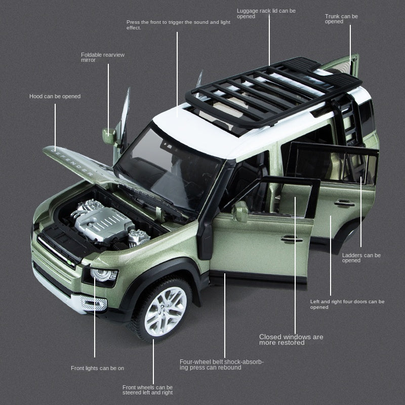 Qiyi 1:18 Scale Licensed Land Rover Defender 110 Die-Cast Alloy Model Toy - Opening Doors, Sound & Light, Shock Absorption, Steering & Horn - Official Off-Road Vehicle Collection