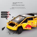 OK 1:32 Scale Die-Cast Alloy Model Toy Compatible with Tesla Cybertruck Red Bull Edition - Opening Doors, Sound & Light, Pull-Back Function & Shock Absorption - Energy Drink Collaboration Collection