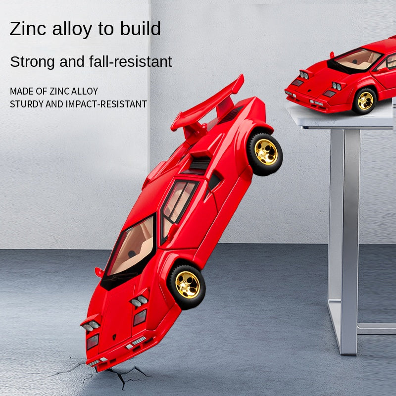 XHD 1:32 Scale Die-Cast Alloy Model Toy Compatible with Lamborghini Countach LP500 S - Pop-Up Headlights, Opening Doors, Sound & Light, Pull-Back Function & Shock Absorption - Classic Supercar Collection