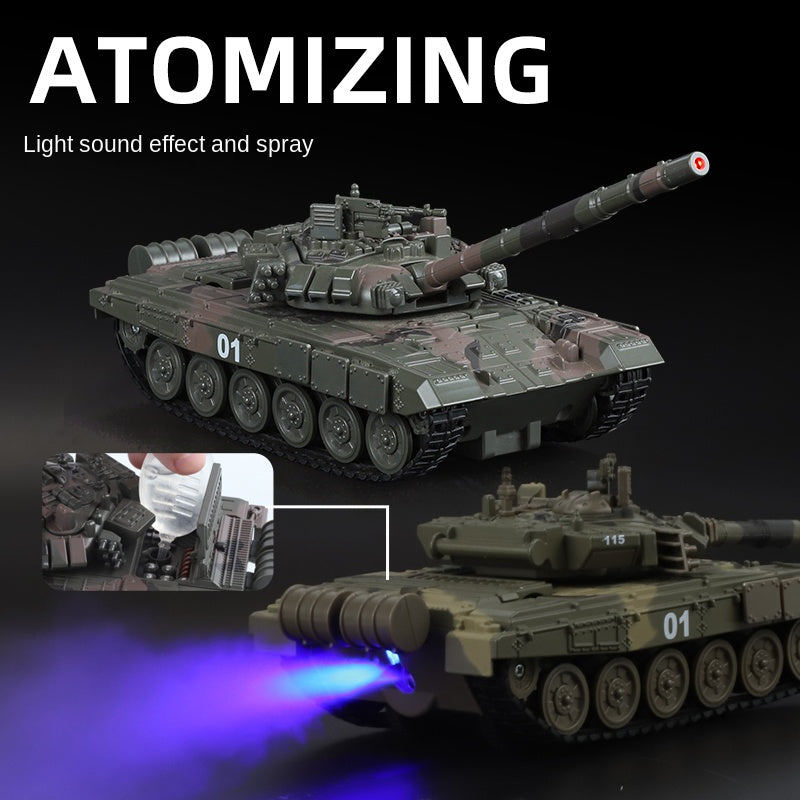 XHD 1:35 Die-Cast Alloy Model - Compatible with Russian T-90 Main Battle Tank - Feature-Packed with Smoke/Spray Effect, Sound & Light, Pull-Back Action & Removable Tracks