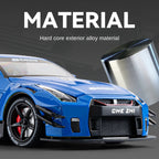 Chezhi 1:24 Die-Cast Alloy Model - Compatible with Nissan GT-R (R35) - Spray Edition JDM Supercar with Opening Doors, Sound & Light, Pull-Back Action, Shock Absorption & Steering