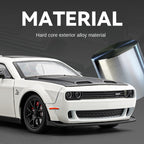 Chezhi 1:24 Scale Die-Cast Alloy Model Toy Compatible with Dodge Challenger Hellcat - Opening Doors, Sound & Light, Pull-Back Function, Shock Absorption, Steering, Horn & Foldable Mirrors - Muscle Car Collection