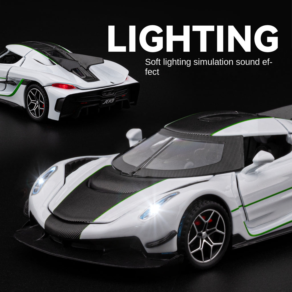 Chezhi 1:32 Scale Die-Cast Alloy Model Toy Compatible with Koenigsegg Jesko Absolut - Opening Doors, Sound & Light, Pull-Back Function - Hypercar Collection