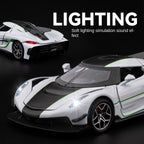 Chezhi 1:32 Scale Die-Cast Alloy Model Toy Compatible with Koenigsegg Jesko Absolut - Opening Doors, Sound & Light, Pull-Back Function - Hypercar Collection