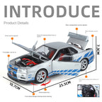 Jin Lifang 1:18 Die-Cast Alloy Model - Compatible with Nissan GT-R - High-Performance Supercar with Detachable Wheels, Opening Doors, Sound & Light, Shock Absorption & Interactive Steering Wheel