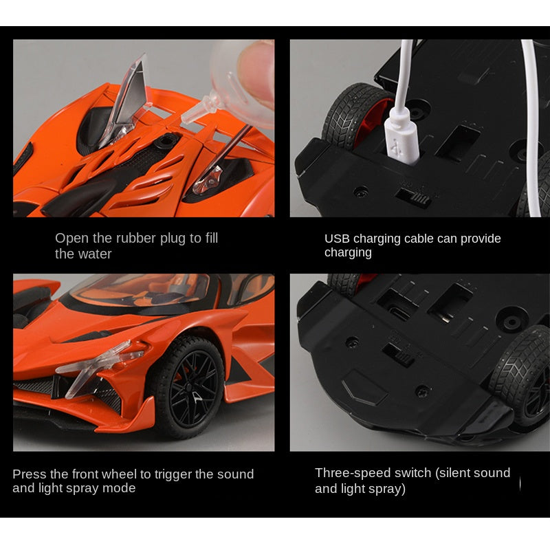 XHD 1:24 Scale Die-Cast Alloy Model Toy Compatible with Apollo Intensa Emozione - Smoke Effect, Opening Doors, Sound & Light, Pull-Back Function & Shock Absorption - Hypercar Collection