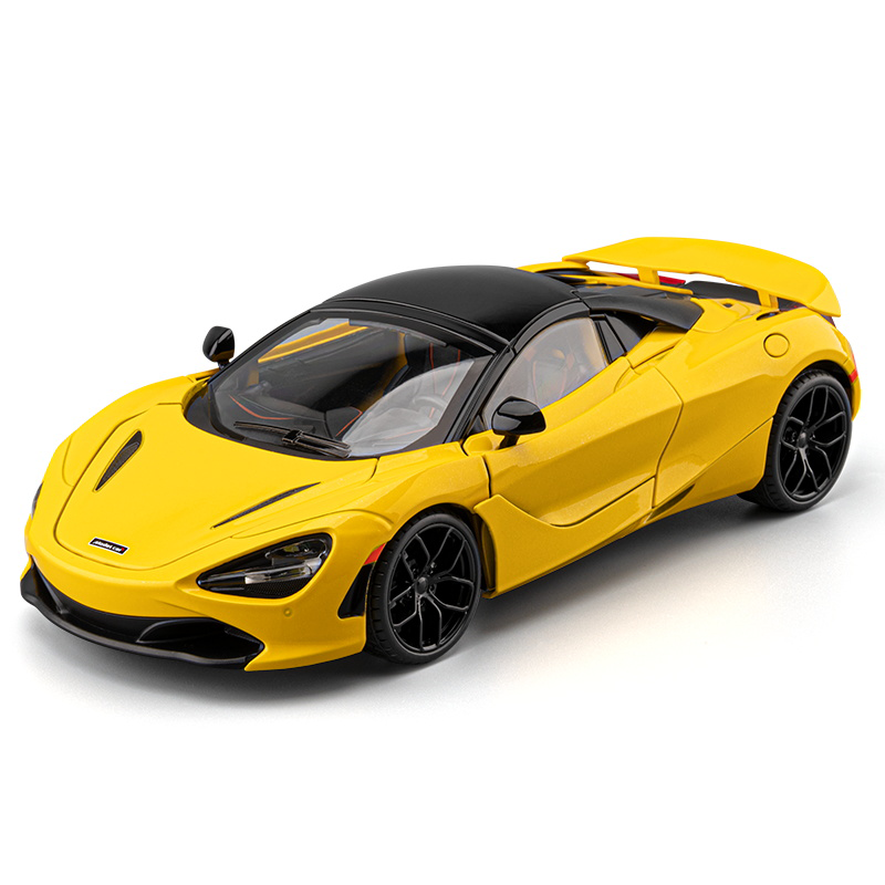 Chezhi 1:18 Die-Cast Alloy Model - Compatible with McLaren 720S Supercar - Masterpiece Edition with Retractable Roof, Adjustable Rear Wing, Opening Doors, Realistic Sound & Light, Pull-Back Action,  and Horn Sound