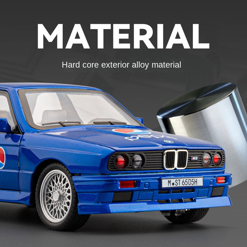 Chezhi 1:24 Coca-Cola Edition Die-Cast Alloy Model - Compatible with BMW M3 - with Opening Doors, Sound & Light, Pull-Back Action, Shock Absorption, Opening Fuel Cap & Foldable Mirrors