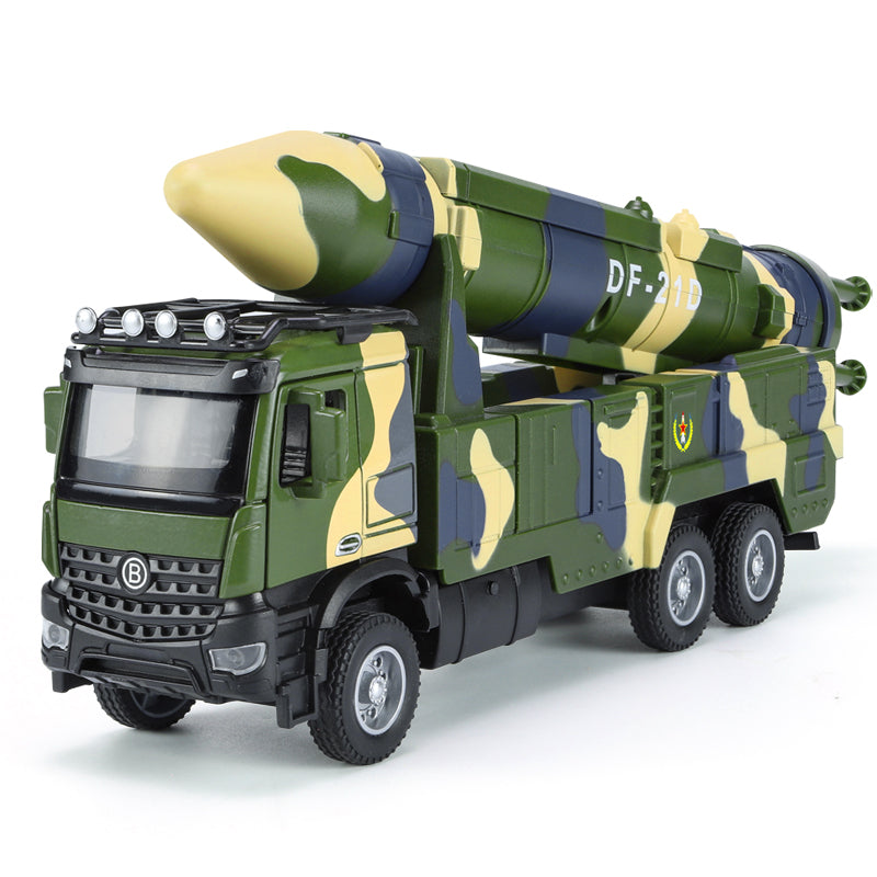 XHD 1:35 Scale Dongfeng-21D Anti-Ship Ballistic Missile Launch Vehicle Die-Cast Alloy Model Toy - Ejectable & Elevating Missile, Opening Doors, Sound & Light, Pull-Back Function - Strategic Missile Collection