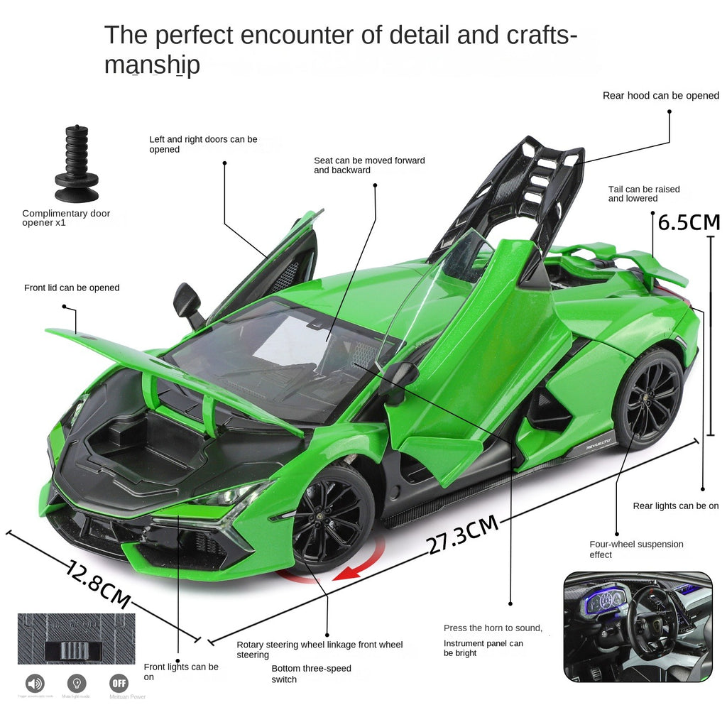 Black Mamba 1:18 Scale Licensed Lamborghini Reventón Die-Cast Alloy Model Toy - Opening Doors, Sound & Light, Shock Absorption, Steering, Horn, Adjustable Seats & Adjustable Rear Wing - Limited Edition Hypercar Collection
