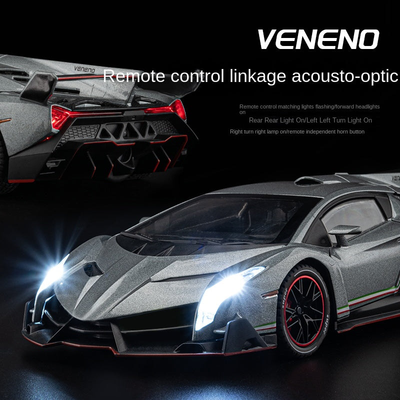 Lamborghini Veneno a control remoto Chezhi, escala 1:24, modelo de aleación fundida a presión - Control remoto de avance/retroceso, dirección y sonido de bocina - Colección de superdeportivos