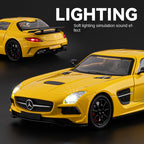 Chezhi 1:24 Die-Cast Alloy Model - Compatible with Mercedes-Benz SLS AMG - Feature-Packed with Opening Doors, Realistic Sound & Light, Pull-Back Action, Shock Absorption & Steering - Collector's Edition