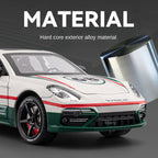 Chezhi 1:24 Track Edition Die-Cast Alloy Model - Compatible with Porsche Panamera - Feature-Packed with Spray Effect, Opening Doors, Realistic Sound & Light, Pull-Back Action, Shock Absorption & Steering